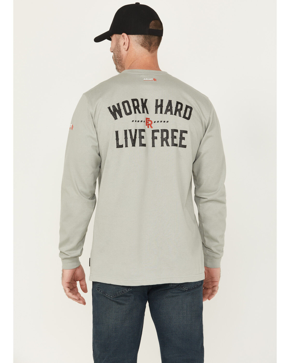 Image #1 - Ariat Men's FR Work Hard Live Free Short Sleeve Pocket Work Shirt, Dark Grey, hi-res