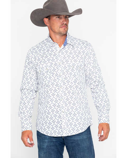 Image #5 - Rock & Roll Denim Men's Triangle Geo Print Long Sleeve Western Shirt , Grey, hi-res