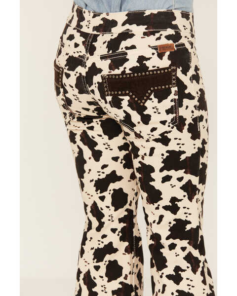 Image #4 - Rock & Roll Denim Girls' Cow Print Bargain Button Stretch Flare Jeans , Multi, hi-res