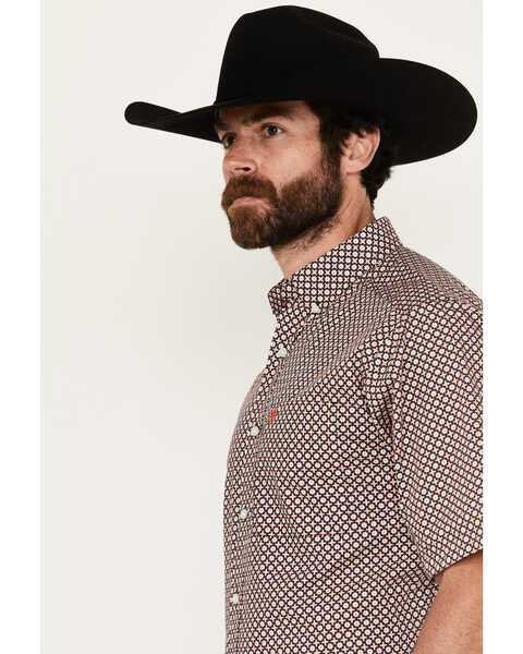 Image #2 - Ariat Men's Osman Print Short Sleeve Button-Down Western Shirt, Peach, hi-res
