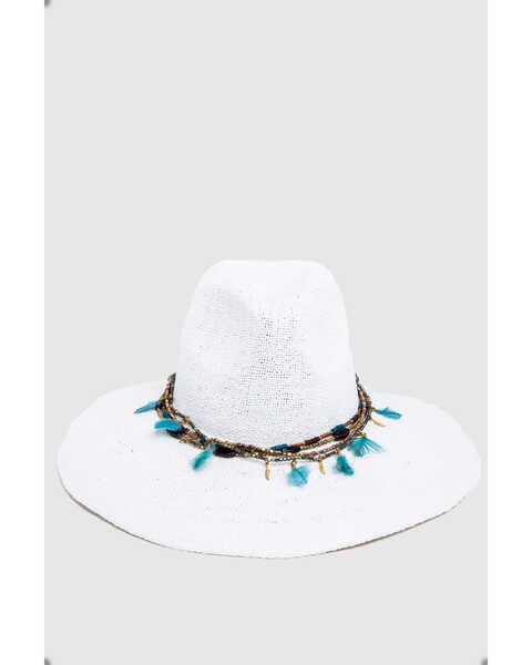 Image #5 - Nikki Beach Women's Dara Straw Western Fashion Hat , White, hi-res
