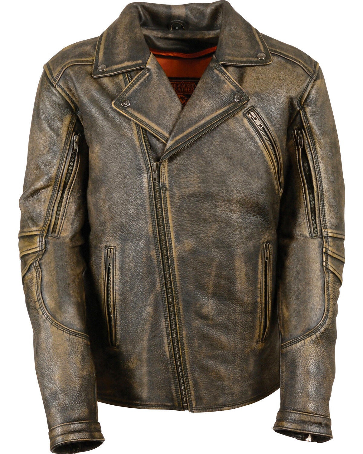 Milwaukee Leather Men's Triple Stitch Extra Long Biker Jacket - 3X, Black/tan, hi-res