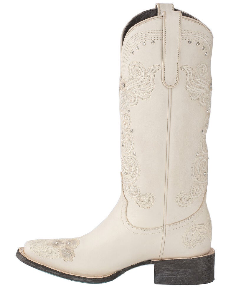 Lane Women�s Ivory Western Wedding Boots Square Toe