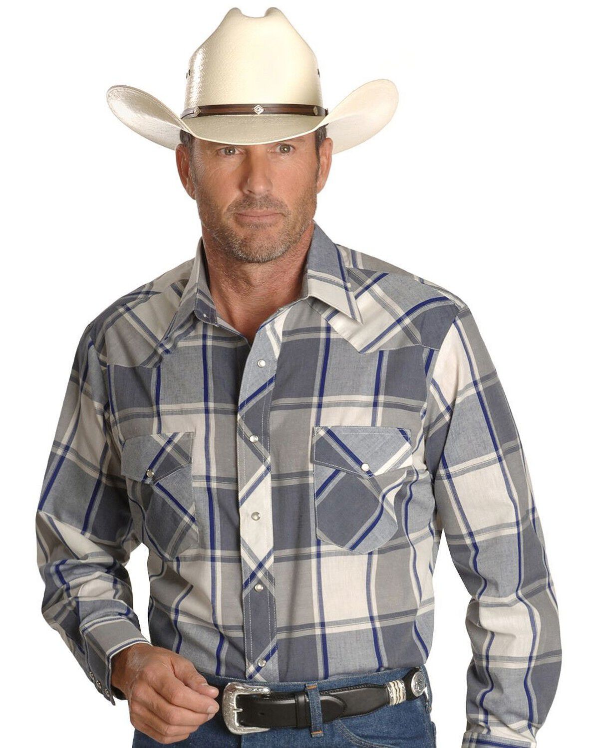 Wrangler Men's Assorted Long Sleeve Western Shirt - Big & Tall, Plaid, hi-res
