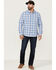 Flag & Anthem Men's Sanderson Dobby Plaid Long Sleeve Button Down Western Shirt , Blue, hi-res