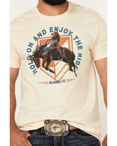 Image #3 - RANK 45® Men's Hold On And Enjoy The Ride Short Sleeve Graphic T-Shirt , Cream, hi-res