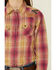 Ariat Girls' R.E.A.L Enchanting Plaid Embroidered Yoke Long Sleeve Snap Western Shirt , Pink, hi-res