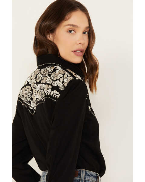 Image #4 - Scully Women's Silver Western Embroidered Shirt , Silver, hi-res