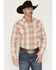 Image #1 - Cody James Men's Legend Dobby Plaid Print Long Sleeve Snap Western Shirt, Red, hi-res