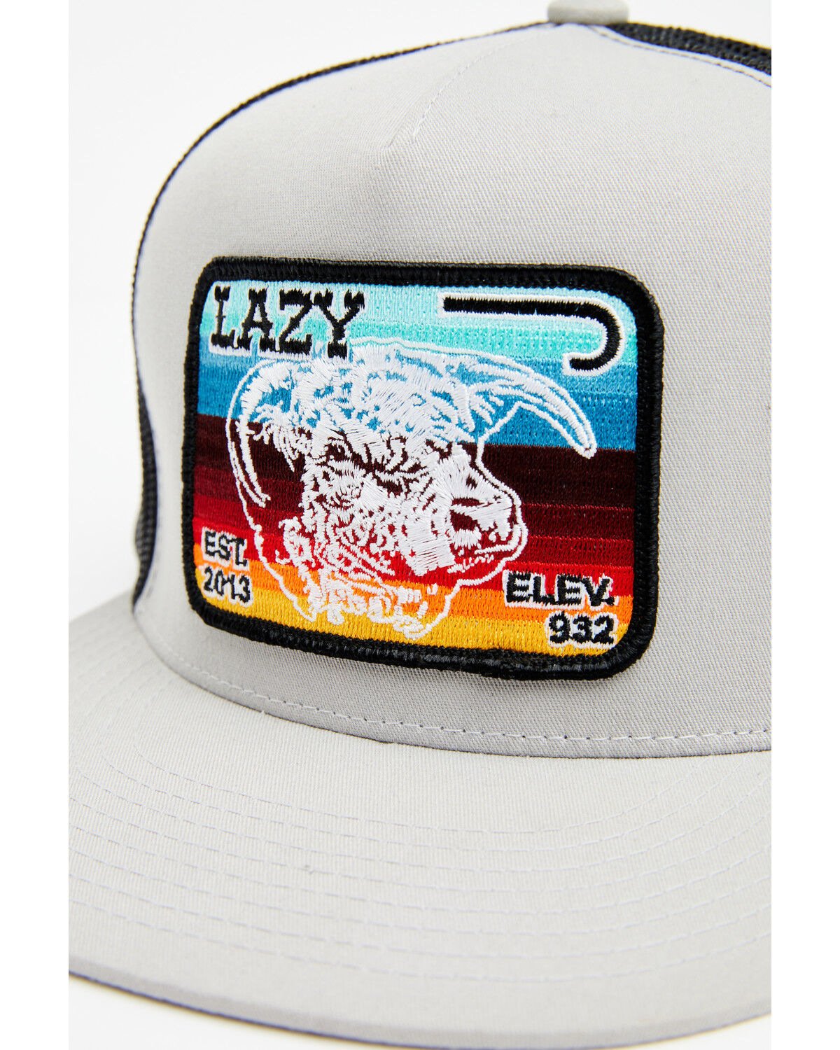 Image #2 - Lazy J Ranchwear Men's Serape Elevation Logo Patch Mesh Back Ball Cap, Grey, hi-res