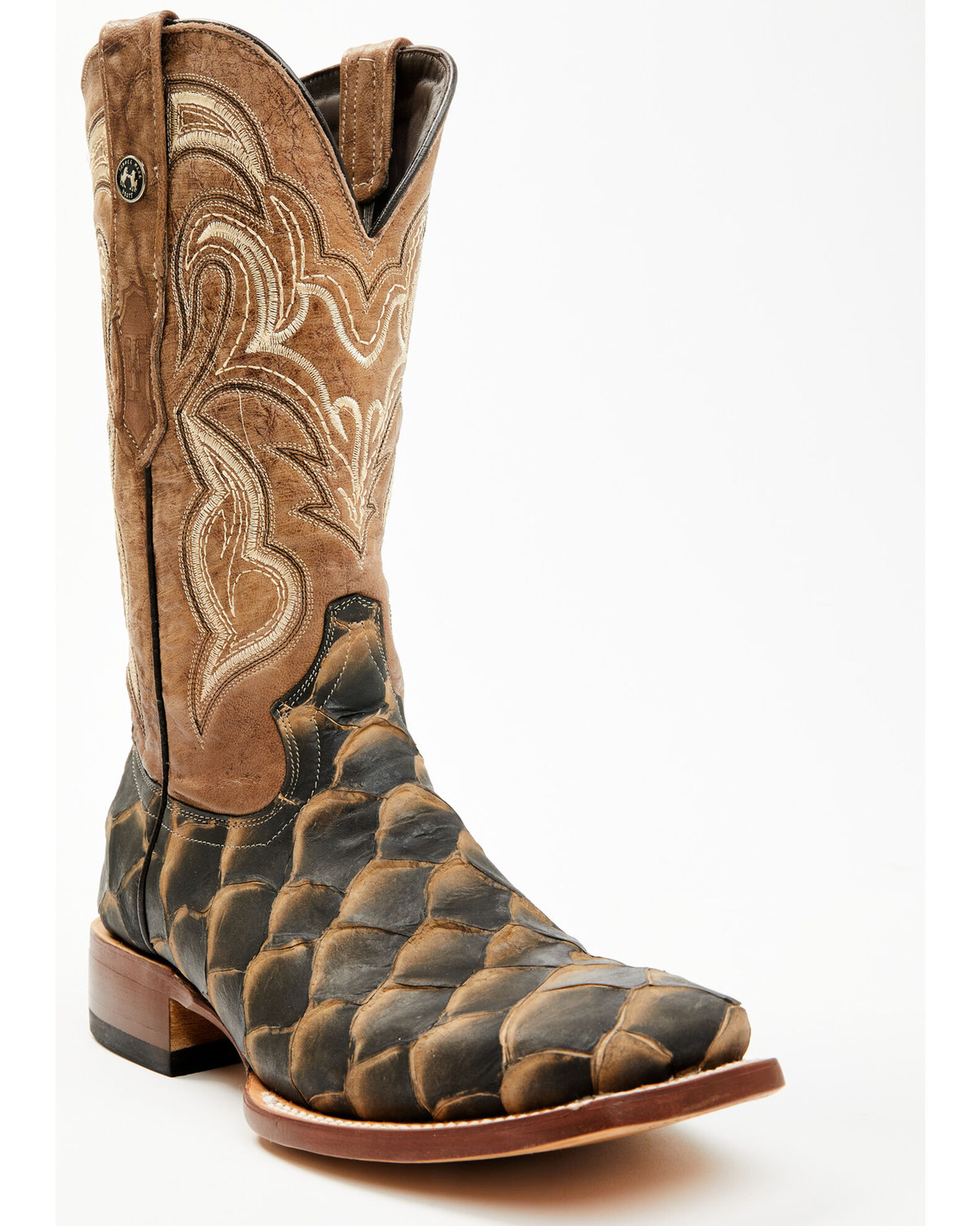 Tanner Mark Men s Monster Fish Print Western Boots Broad Square Toe Sheplers
