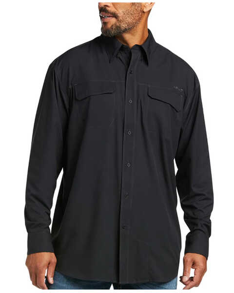 Image #1 - Ariat Men's VentTEK Outbound Long Sleeve Button-Down Shirt - Big, Black, hi-res
