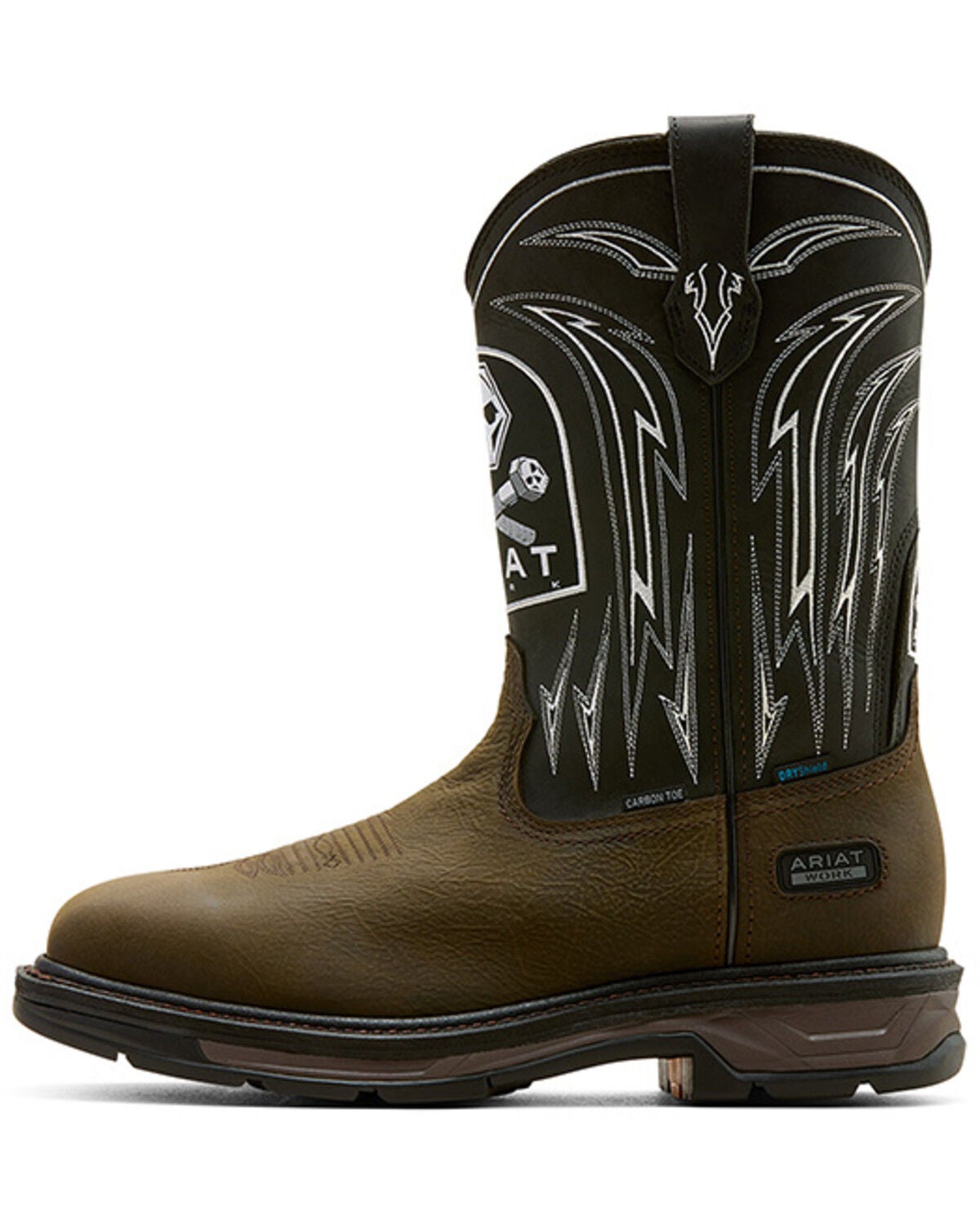 Image #5 - Ariat Men's WorkHog&reg; XT Bolt Skull Waterproof Work Boots - Carbon Toe, Brown, hi-res