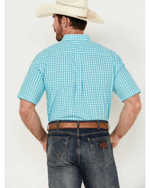 Image #4 - Ariat Men's Wrinkle Free Sterling Plaid Print Classic Fit Button-Down Shirt - Tall , Turquoise, hi-res