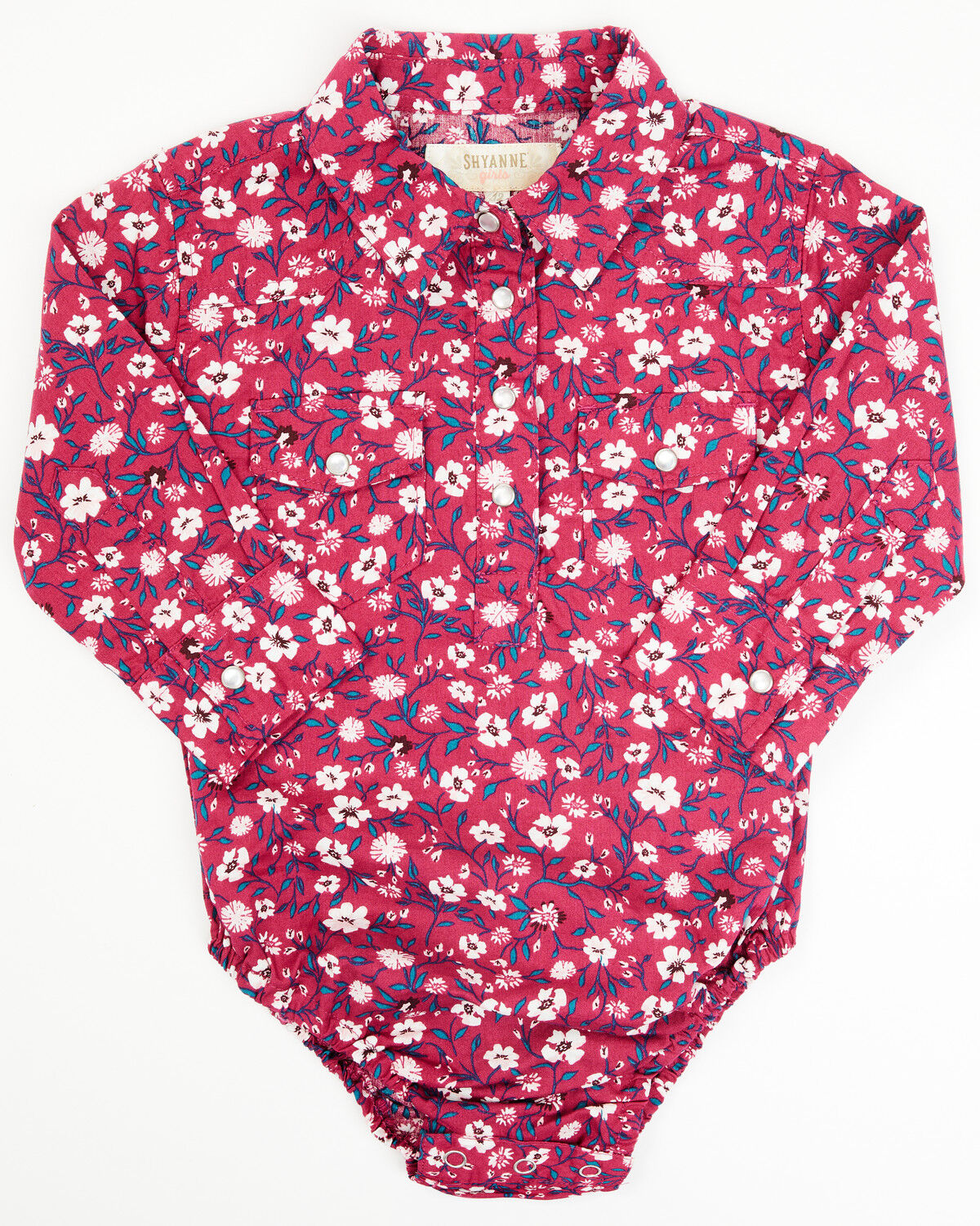Image #1 - Shyanne Toddler Girls' Long Sleeve Floral Print Onesie, Fuchsia, hi-res