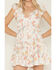 Image #2 - Ash & Violet Women's Floral Print Ruffle Trim Mini Dress, White, hi-res