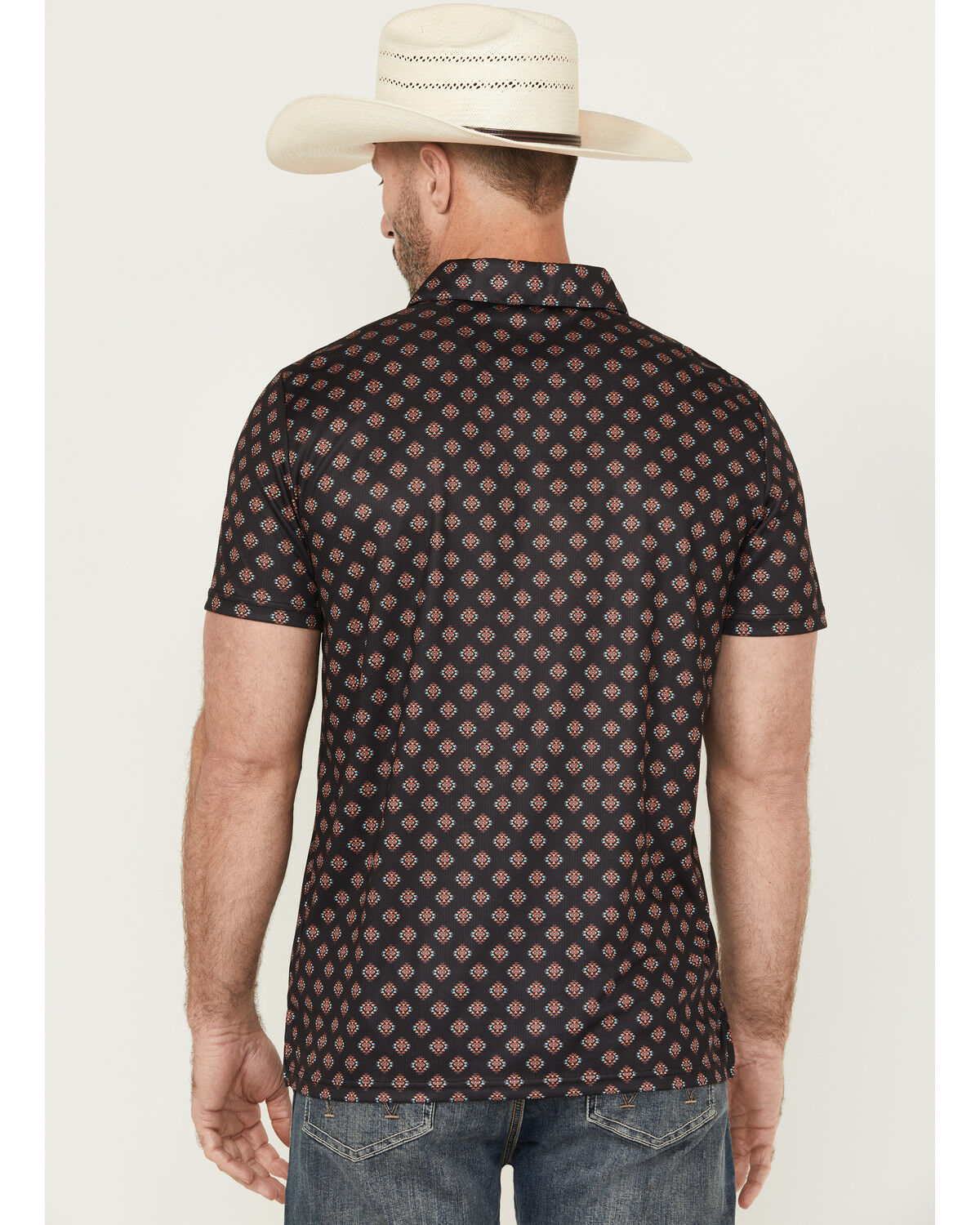 Image #4 - Rock & Roll Denim Men's Southwestern Geo Print Short Sleeve Button-Down Polo, Black, hi-res