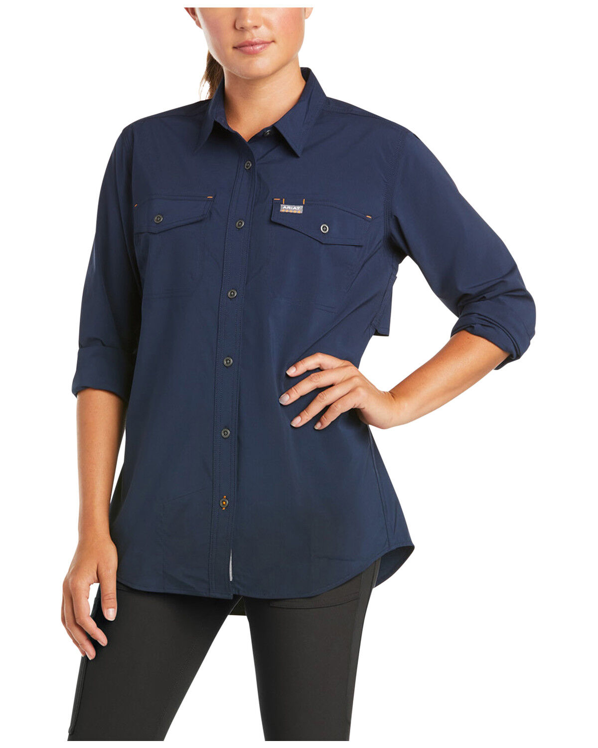 Image #1 - Ariat Women's Rebar Made Tough VentTEK DuraStretch Work Shirt, Navy, hi-res