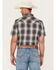 Image #4 - Pendleton Men's Boot Barn Exclusive Frontier Plaid Print Short Sleeve Snap Western Shirt, Grey, hi-res