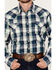 Image #3 - Roper Men's West Made Plaid Print Long Sleeve Snap Western Shirt, Blue, hi-res