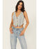 Image #1 - Blue B Women's Rhinestone Button-Down Vest, Light Wash, hi-res