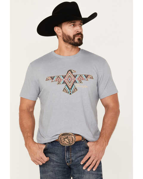 Image #1 - Wrangler Men's Southwestern Print Eagle Short Sleeve Graphic T-Shirt, Blue, hi-res