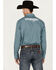 Wrangler Men's Logo Geo Print Long Sleeve Western Snap Shirt, Navy, hi-res