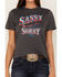 Wrangler Women's Sassy Not Sorry Short Sleeve Graphic Tee, Charcoal, hi-res