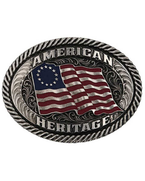 Montana Silversmiths Men's American Heritage Belt Buckle, Silver, hi-res