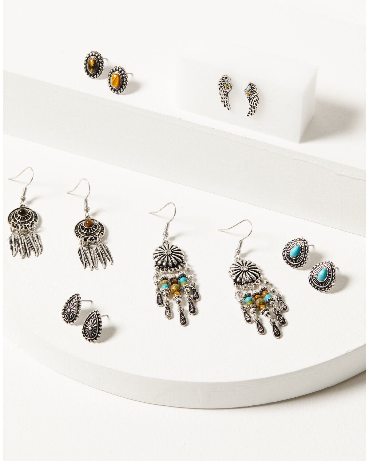 Image #1 - Shyanne Women's Bisbee Falls 6-Piece Silver Beaded Wings Earrings Set, Silver, hi-res