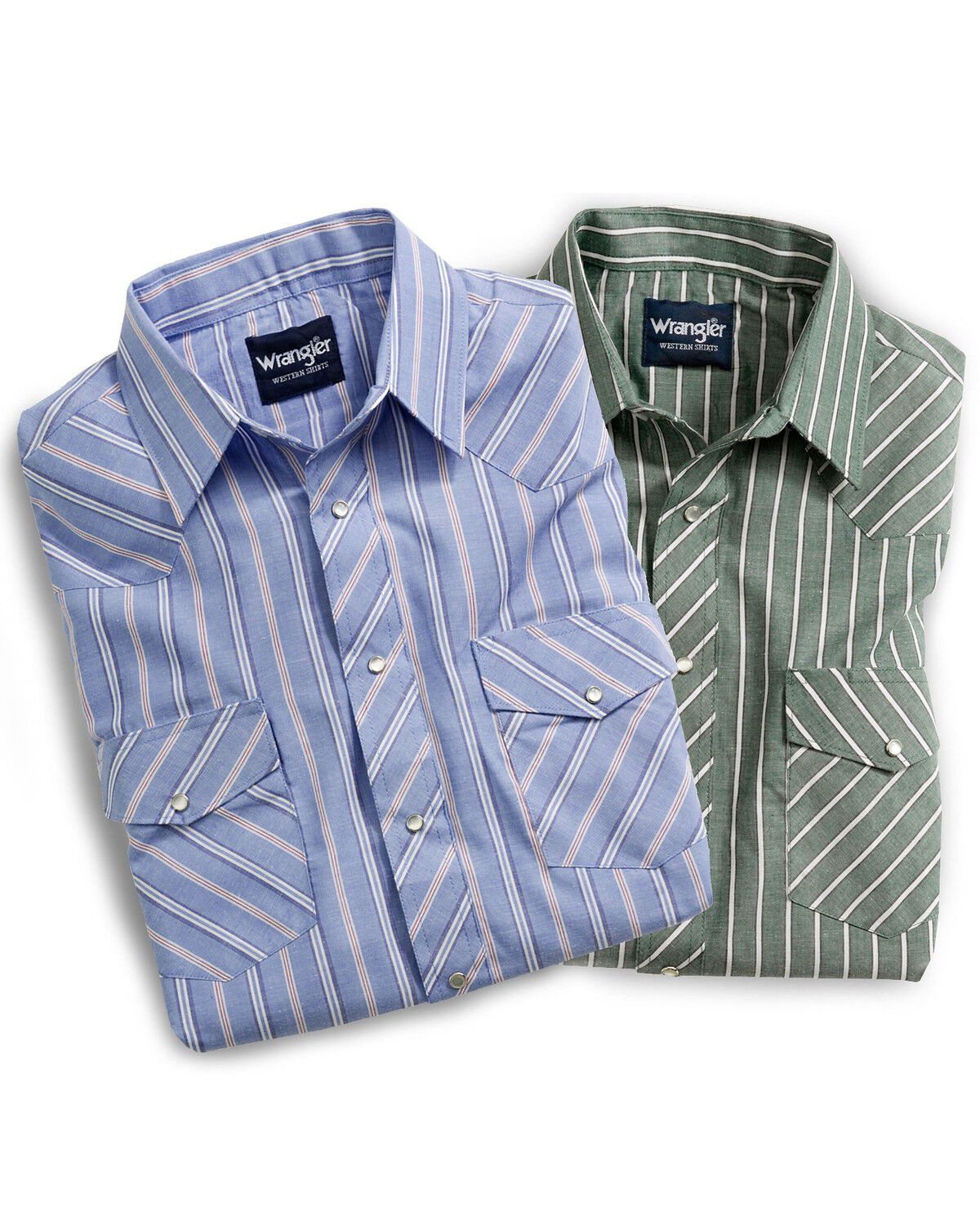 Image #2 - Wrangler Men's Assorted Plaid Short Sleeve Western Shirts, Stripe, hi-res
