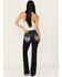 Image #1 - Miss Me Women's Dark Wash Wing Pocket Bootcut Stretch Denim Jeans , Dark Wash, hi-res