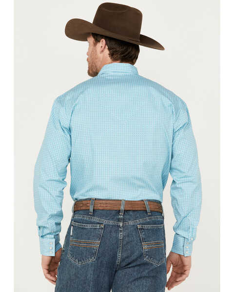 Image #4 - Stetson Men's Diamond Geo Print Long Sleeve Pearl Snap Western Shirt, Turquoise, hi-res