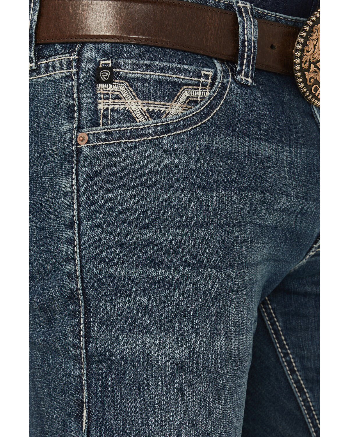 Image #2 - Rock & Roll Denim Men's Revolver Medium Wash Slim Straight Stretch Denim Jeans, Medium Wash, hi-res