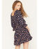 Image #4 - Angie Women's Floral Print Knot Front Mini Dress, Navy, hi-res