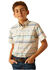 Image #1 - Ariat Boys' Sandshell Southwestern Striped Short Sleeve Button-Down Western Shirt , Sand, hi-res