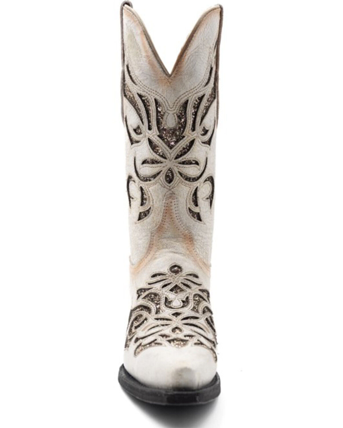Image #4 - Ferrini Women's Sasha Inlay Western Boots - Snip Toe, Cream, hi-res