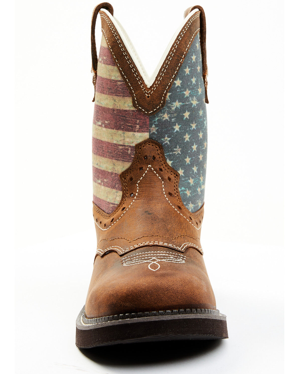 Image #4 - Shyanne Women's Glory Stars & Stripes Shaft Leather Western Boots - Wide Round Toe, Brown, hi-res