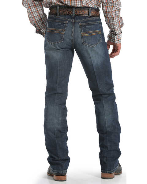 Image #1 - Cinch Men's Silver Label Dark Wash Mid Rise Slim Straight Performance Jeans, Dark Stone, hi-res