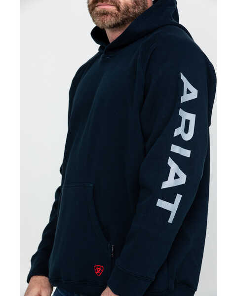 Image #4 - Ariat Men's FR Primo Fleece Logo Hooded Work Sweatshirt - Big , Navy, hi-res