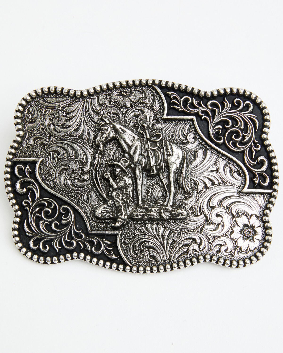 Cody James Kneeling Cowboy Belt Buckle, Silver, hi-res
