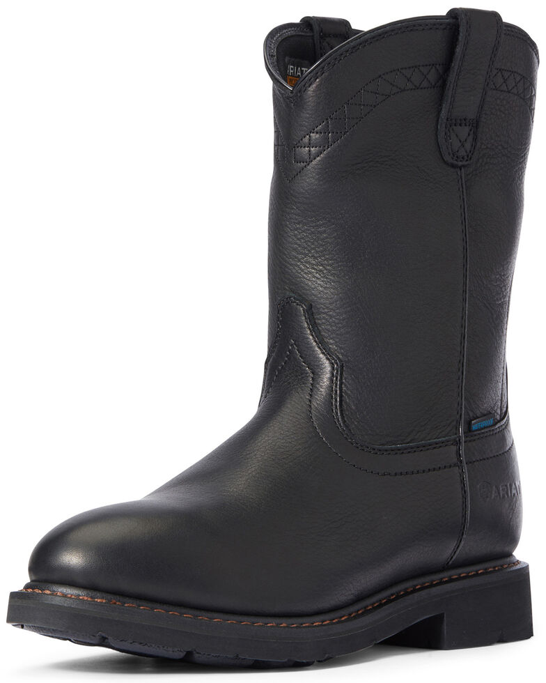 Ariat Men's Sierra Waterproof Western Boots - Round Toe, Black, hi-res