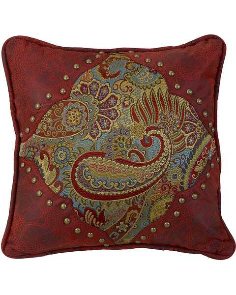 Image #1 - HiEnd Accents San Angelo Paisley & Leather Pillow, Multi, hi-res