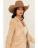 Image #2 - Panhandle Women's Faux Suede Floral Embroidered Blazer, Tan, hi-res