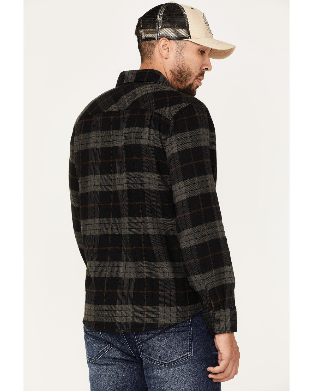Image #4 - Brixton Men's Bowery Plaid Print Long Sleeve Button-Down Flannel Shirt, Black, hi-res
