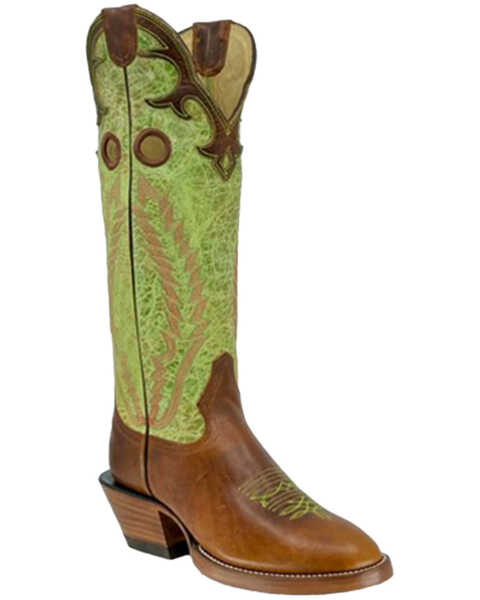 Hondo Boots Men's Buckaroo Western Boots - Round Toe, Green, hi-res