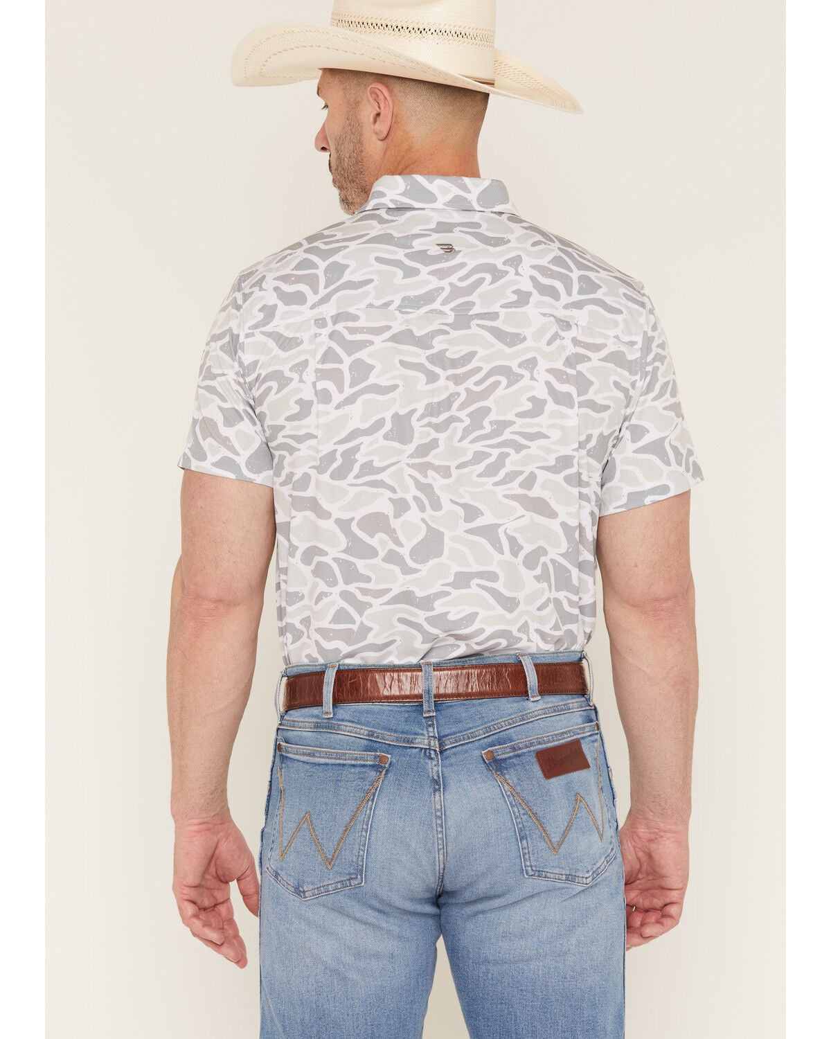 Image #4 - Burlebo Men's Camo Print Short Sleeve Button-Down Western Shirt, Camouflage, hi-res