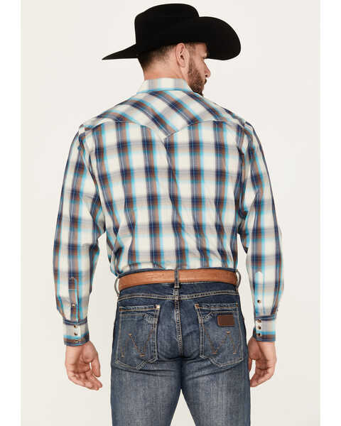 Image #4 - Rodeo Clothing Men's Plaid Print Long Sleeve Western Snap Shirt, Turquoise, hi-res