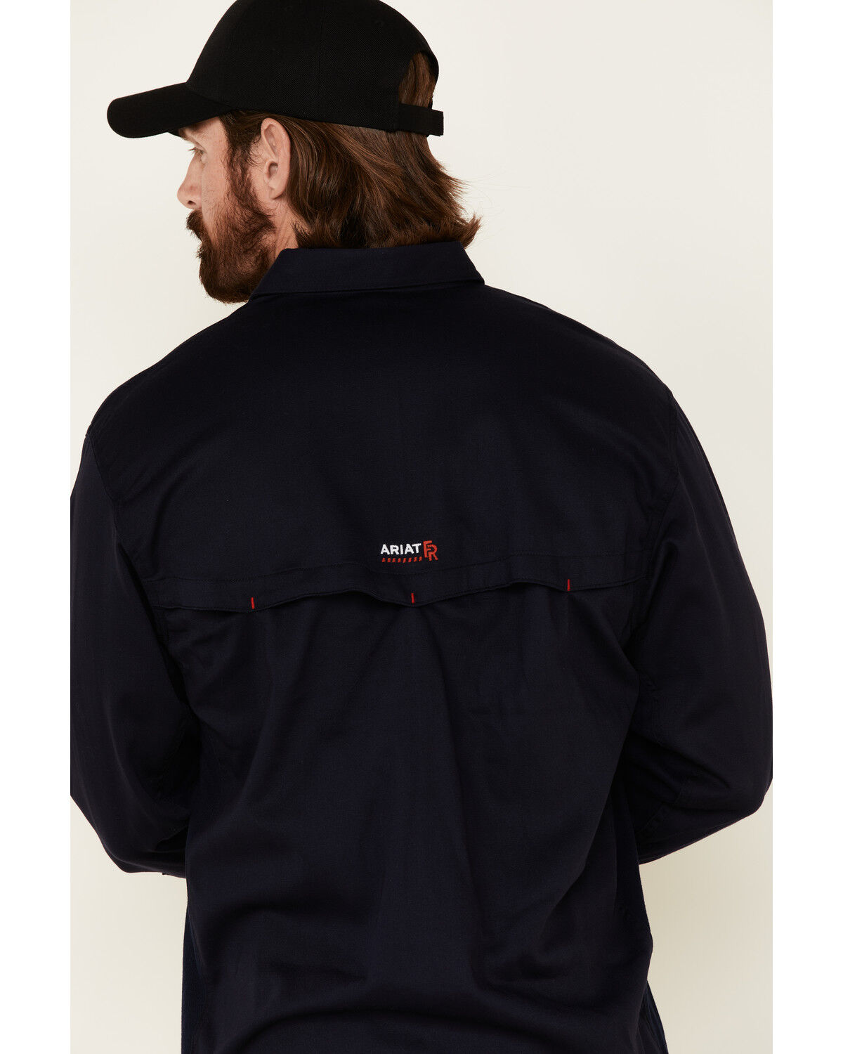 Image #5 - Ariat Men's FR Solid Vent Long Sleeve Button Down Work Shirt - Tall, Navy, hi-res