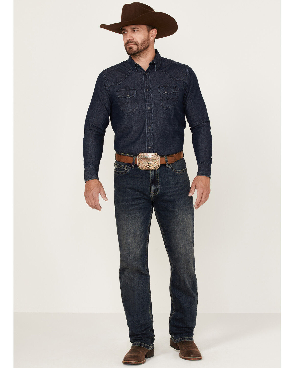 Image #3 - Hooey by Rock & Roll Denim Men's Dark Wash Double Barrel Reflex Stackable Bootcut Jeans, Dark Wash, hi-res